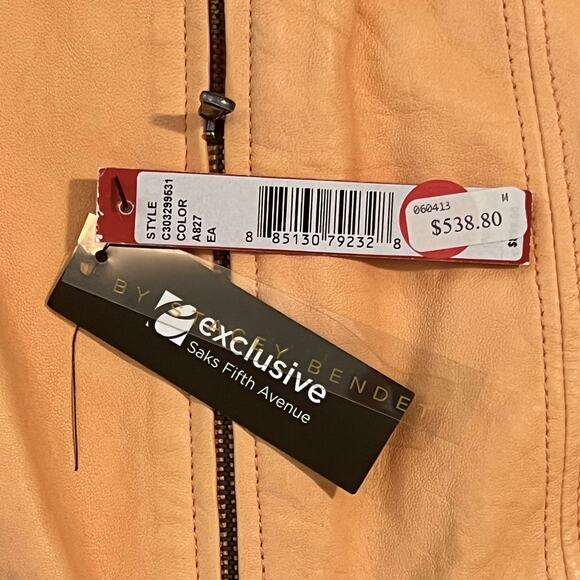 NWT Alice + Olivia Peach Lamb Leather Jacket, Size XS - Picture 8 of 8